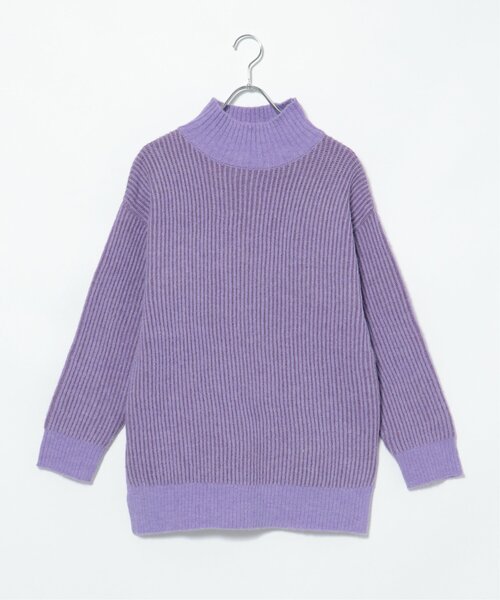 notch.（ノッチ）の「配色リブニットチュニック（ニット/セーター・レディース・ブルー/オフホワイト/ベージュ/パープル・M）」の9枚目の写真