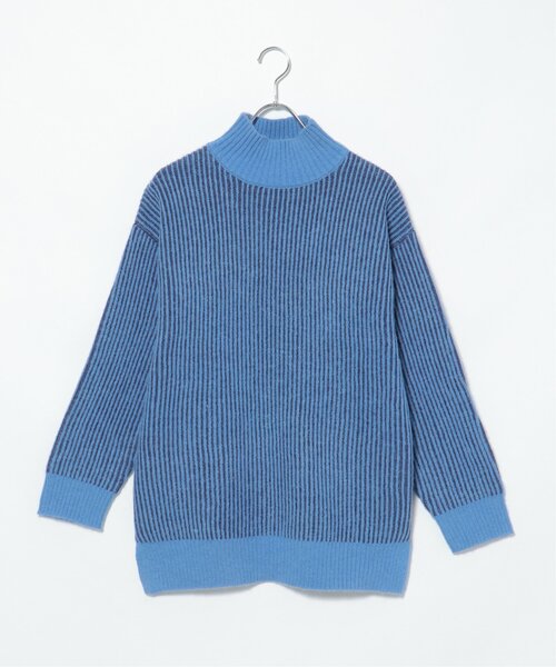 notch.（ノッチ）の「配色リブニットチュニック（ニット/セーター・レディース・ブルー/オフホワイト/ベージュ/パープル・M）」の10枚目の写真