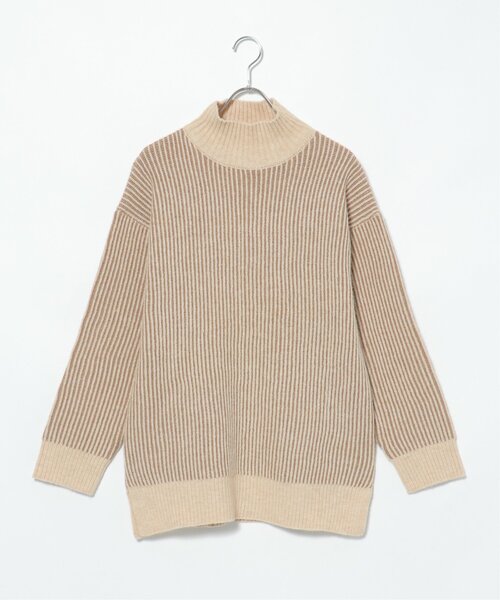 notch.（ノッチ）の「配色リブニットチュニック（ニット/セーター・レディース・ブルー/オフホワイト/ベージュ/パープル・M）」の11枚目の写真