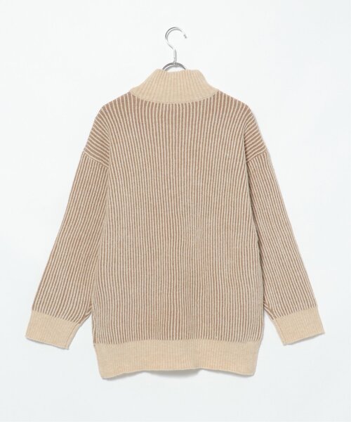 notch.（ノッチ）の「配色リブニットチュニック（ニット/セーター・レディース・ブルー/オフホワイト/ベージュ/パープル・M）」の12枚目の写真