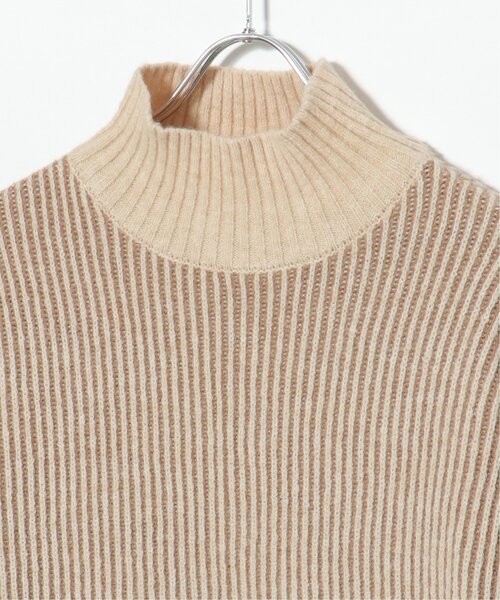 notch.（ノッチ）の「配色リブニットチュニック（ニット/セーター・レディース・ブルー/オフホワイト/ベージュ/パープル・M）」の13枚目の写真