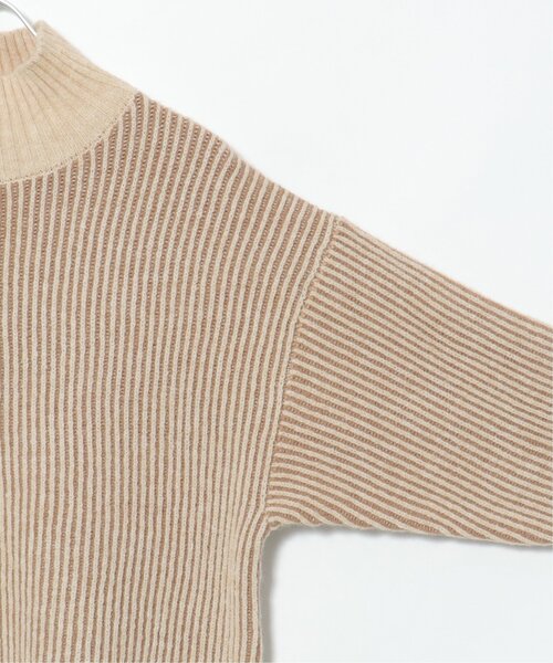 notch.（ノッチ）の「配色リブニットチュニック（ニット/セーター・レディース・ブルー/オフホワイト/ベージュ/パープル・M）」の14枚目の写真