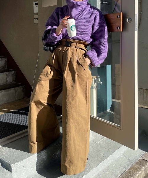 archives(アルシーヴ)の「【Limited item】WIDE FLARE TACK PANTS(その他パンツ・レディース・アイボリー/オリーブ・MEDIUM)」の20枚目の写真