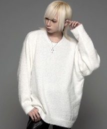 『CavariA/キャバリア』ルーズシルエットクルーネックフェザーヤーンニットソー