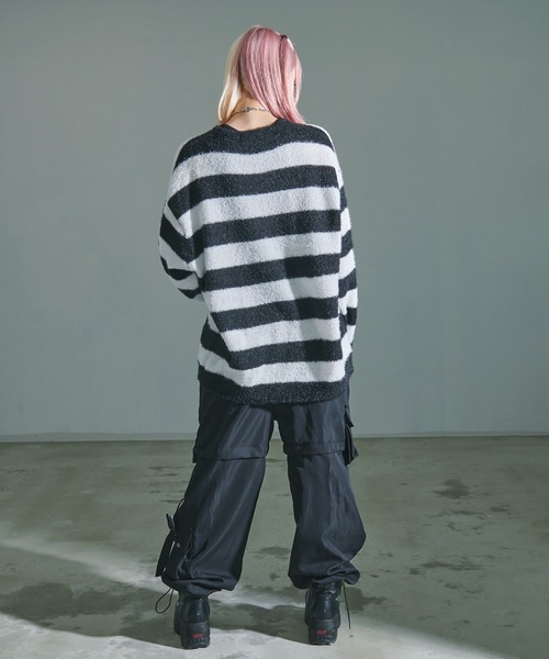 CavariA（キャバリア）の「『CavariA/キャバリア』ルーズシルエットクルーネックフェザーヤーンニットソー（ニット/セーター・メンズ・ベージュ/グレー/ホワイト×ブラック/オフホワイト/ブラック/グレー系/レッド系・M/L）」の21枚目の写真