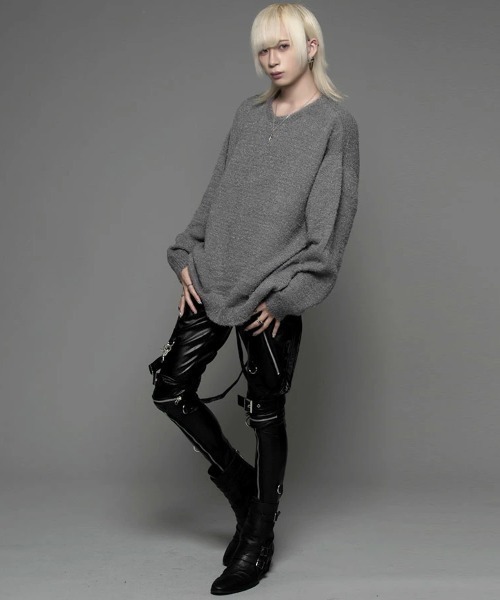 CavariA（キャバリア）の「『CavariA/キャバリア』ルーズシルエットクルーネックフェザーヤーンニットソー（ニット/セーター・メンズ・ベージュ/グレー/ホワイト×ブラック/オフホワイト/ブラック/グレー系/レッド系・M/L）」の15枚目の写真