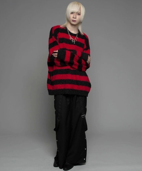 CavariA（キャバリア）の「『CavariA/キャバリア』ルーズシルエットクルーネックフェザーヤーンニットソー（ニット/セーター・メンズ・ベージュ/グレー/ホワイト×ブラック/オフホワイト/ブラック/グレー系/レッド系・M/L）」の18枚目の写真