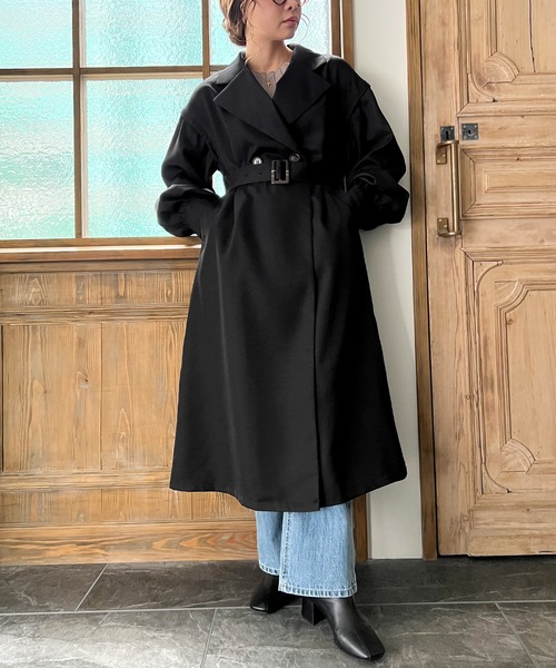 junoah(ジュノア)の「袖取り外し可能2wayボリュームスリーブトレンチコート(トレンチコート・レディース・キャメル/ブラウン/ブラック・MEDIUM/LARGE/X-LARGE)」の7枚目の写真
