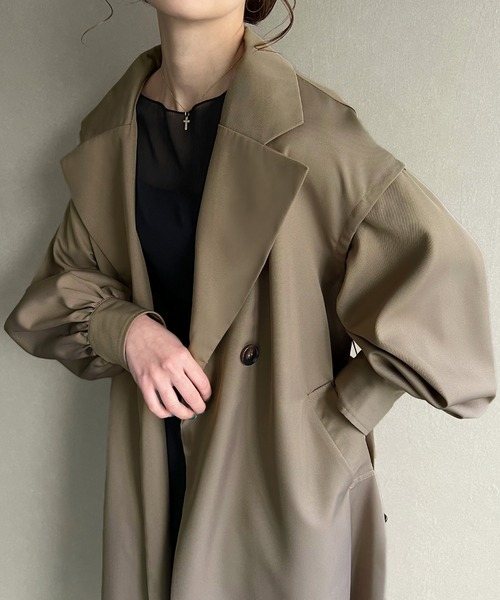 junoah(ジュノア)の「袖取り外し可能2wayボリュームスリーブトレンチコート(トレンチコート・レディース・キャメル/ブラウン/ブラック・MEDIUM/LARGE/X-LARGE)」の19枚目の写真
