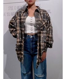 GYDA | GYDA LOGO PATTERN BIG CHECK シャツ(シャツ/ブラウス)