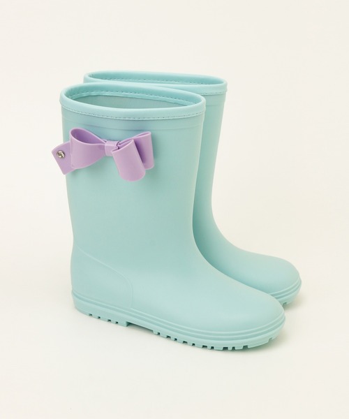 Catherine Cottage(キャサリンコテージ)の「サイドリボンレインブーツ(レインシューズ・キッズ・ネイビー系2/ネイビー系1/ライラック/サックスブルー/ミント/オフホワイト/ピンク・16/20/18/22/17/21/19/23)」の3枚目の写真