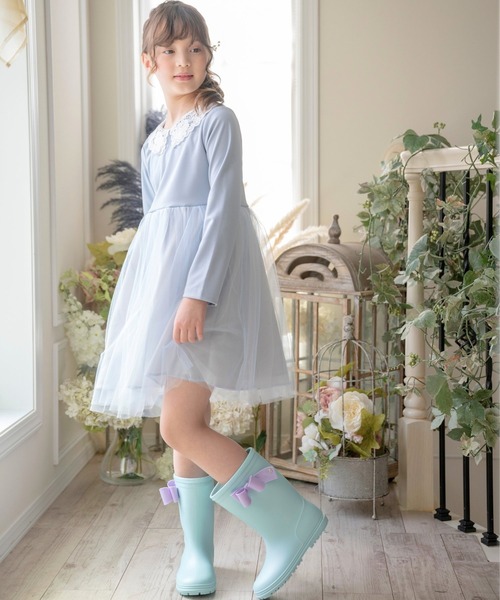 Catherine Cottage(キャサリンコテージ)の「サイドリボンレインブーツ(レインシューズ・キッズ・ネイビー系2/ネイビー系1/ライラック/サックスブルー/ミント/オフホワイト/ピンク・16/20/18/22/17/21/19/23)」の17枚目の写真