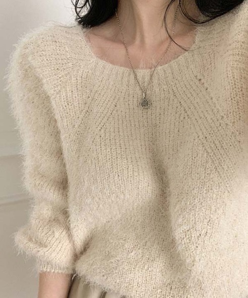 BEIDELLI（ベイデリー）の「[BELLIDE MADE] セミスクエアアンゴラニット（ニット/セーター・レディース・ブルー/ピンク/アイボリー・FREE）」の16枚目の写真