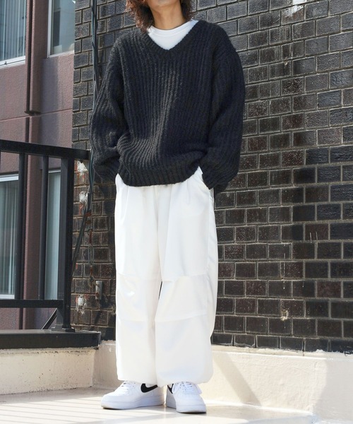 PBLIM（ページボーイリム）の「PAGEBOYLIM/ザックリVニット（ニット/セーター・レディース・ブラック/レッド/ブルー・FREE）」の4枚目の写真