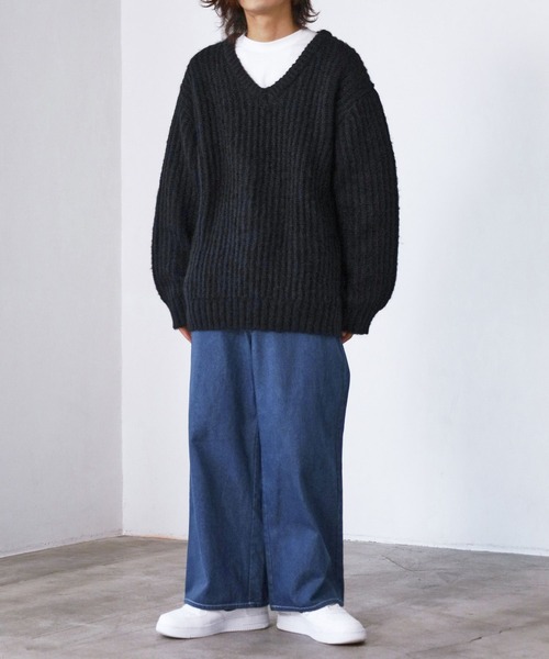 PBLIM（ページボーイリム）の「PAGEBOYLIM/ザックリVニット（ニット/セーター・レディース・ブラック/レッド/ブルー・FREE）」の9枚目の写真