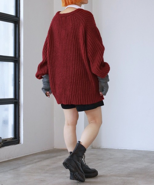 PBLIM（ページボーイリム）の「PAGEBOYLIM/ザックリVニット（ニット/セーター・レディース・ブラック/レッド/ブルー・FREE）」の12枚目の写真