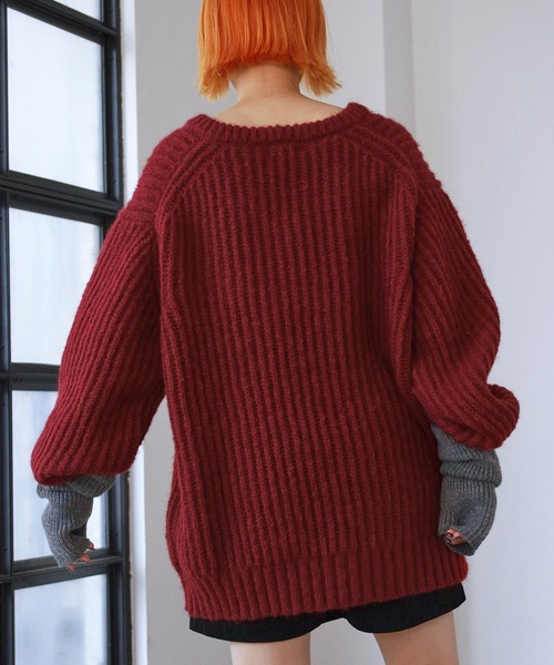PBLIM（ページボーイリム）の「PAGEBOYLIM/ザックリVニット（ニット/セーター・レディース・ブラック/レッド/ブルー・FREE）」の16枚目の写真