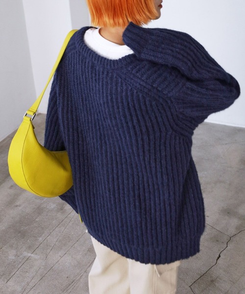 PBLIM（ページボーイリム）の「PAGEBOYLIM/ザックリVニット（ニット/セーター・レディース・ブラック/レッド/ブルー・FREE）」の21枚目の写真