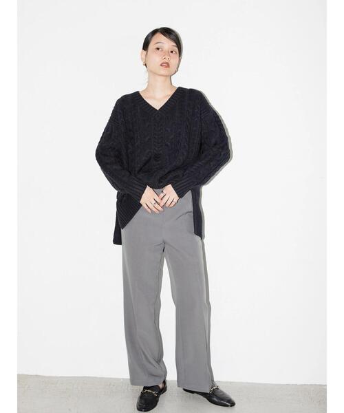 AMERICAN HOLIC（アメリカンホリック）の「ざっくりＶネックケーブルニットプルオーバー（ニット/セーター・レディース・ピンク/ライトグレー系2/アイボリー/ネイビー/サックスブルー・M/L）」の11枚目の写真