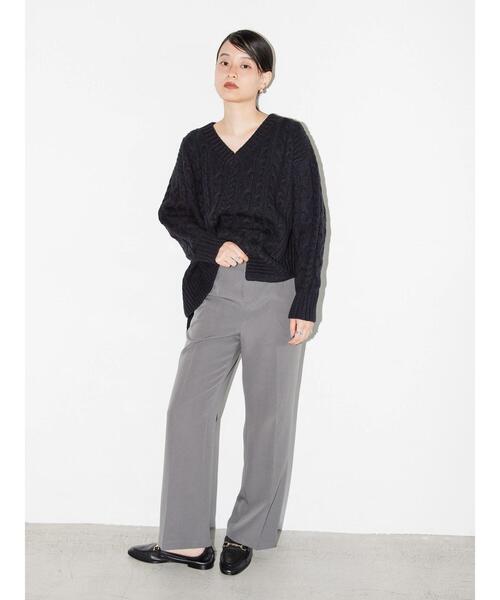AMERICAN HOLIC（アメリカンホリック）の「ざっくりＶネックケーブルニットプルオーバー（ニット/セーター・レディース・ピンク/ライトグレー系2/アイボリー/ネイビー/サックスブルー・M/L）」の12枚目の写真