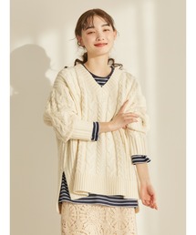 AMERICAN HOLIC | ざっくりＶネックケーブルニットプルオーバー(ニット/セーター)