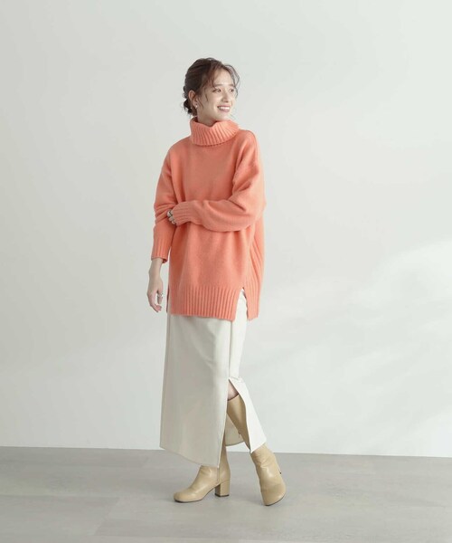 N.(N. Natural Beauty Basic)(エヌエヌナチュラルビューティーベーシック)の「ギャザーインスリットスカート(スカート・レディース・グリーン/ホワイト・MEDIUM)」の6枚目の写真