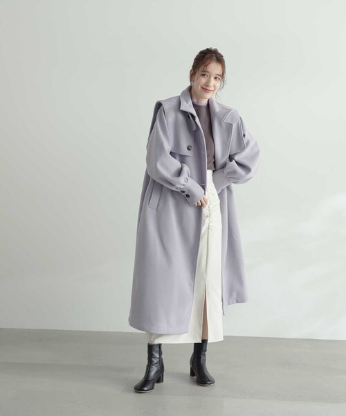 N.(N. Natural Beauty Basic)(エヌエヌナチュラルビューティーベーシック)の「ギャザーインスリットスカート(スカート・レディース・グリーン/ホワイト・MEDIUM)」の8枚目の写真