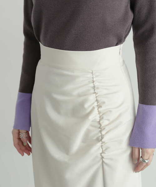 N.(N. Natural Beauty Basic)(エヌエヌナチュラルビューティーベーシック)の「ギャザーインスリットスカート(スカート・レディース・グリーン/ホワイト・MEDIUM)」の12枚目の写真