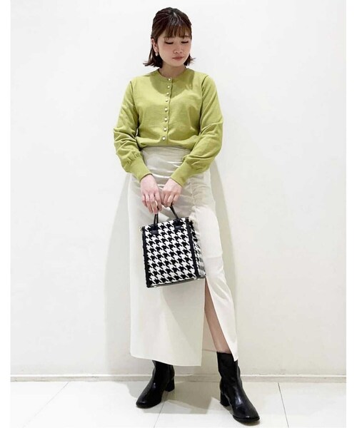 N.(N. Natural Beauty Basic)(エヌエヌナチュラルビューティーベーシック)の「ギャザーインスリットスカート(スカート・レディース・グリーン/ホワイト・MEDIUM)」の16枚目の写真