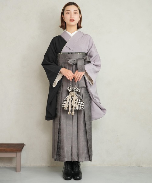 utatane(ウタタネ)の「袴セット utatane ちりめん(着物・レディース・ラベンダー・M)」の2枚目の写真