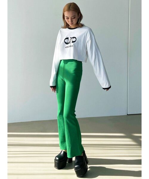 EMODA（エモダ）の「ストレッチリブフレアパンツ（その他パンツ・レディース・グリーン/ブラック/グレー・FREE）」の12枚目の写真