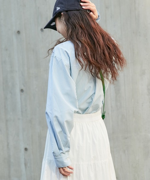 CIAOPANIC TYPY（チャオパニックティピー）の「【ヒルナンデス紹介アイテム】バンドカラーストライプシャツ（シャツ/ブラウス・レディース・ネイビー/イエロー/ピンク/グリーン/ブルー・ONE SIZE）」の9枚目の写真