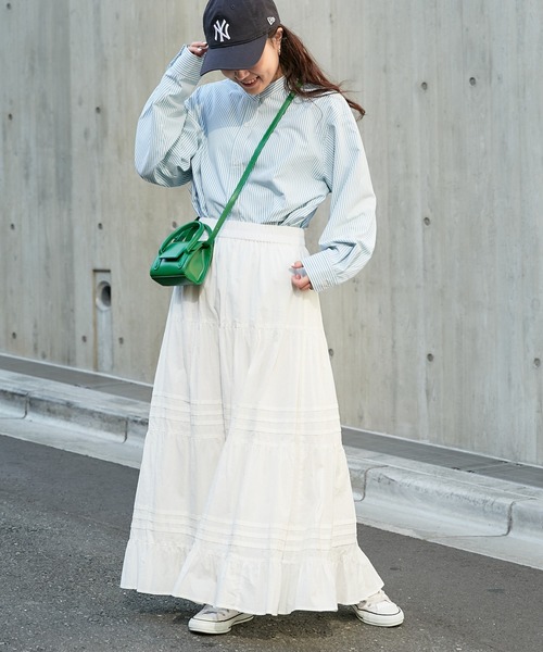 CIAOPANIC TYPY（チャオパニックティピー）の「【ヒルナンデス紹介アイテム】バンドカラーストライプシャツ（シャツ/ブラウス・レディース・ネイビー/イエロー/ピンク/グリーン/ブルー・ONE SIZE）」の10枚目の写真