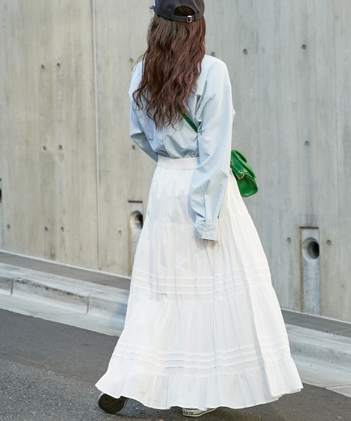 CIAOPANIC TYPY（チャオパニックティピー）の「【ヒルナンデス紹介アイテム】バンドカラーストライプシャツ（シャツ/ブラウス・レディース・ネイビー/イエロー/ピンク/グリーン/ブルー・ONE SIZE）」の13枚目の写真