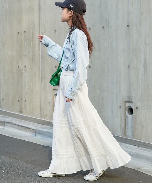 CIAOPANIC TYPY（チャオパニックティピー）の「【ヒルナンデス紹介アイテム】バンドカラーストライプシャツ（シャツ/ブラウス・レディース・ネイビー/イエロー/ピンク/グリーン/ブルー・ONE SIZE）」の12枚目の写真