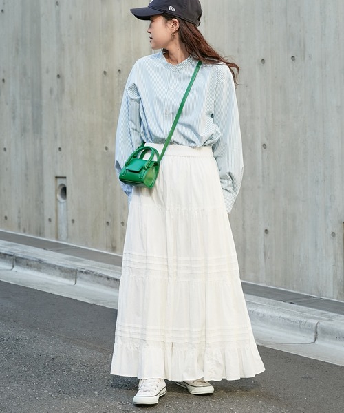 CIAOPANIC TYPY（チャオパニックティピー）の「【ヒルナンデス紹介アイテム】バンドカラーストライプシャツ（シャツ/ブラウス・レディース・ネイビー/イエロー/ピンク/グリーン/ブルー・ONE SIZE）」の11枚目の写真