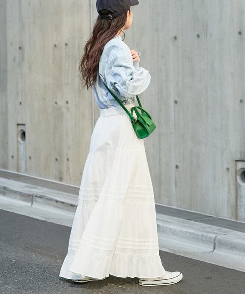 CIAOPANIC TYPY（チャオパニックティピー）の「【ヒルナンデス紹介アイテム】バンドカラーストライプシャツ（シャツ/ブラウス・レディース・ネイビー/イエロー/ピンク/グリーン/ブルー・ONE SIZE）」の14枚目の写真