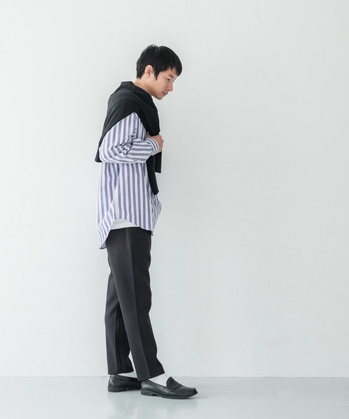 coca(coca)(コカ)の「メンズストライプシャツ(シャツ/ブラウス・メンズ・ブルー/ブラック・M/L/XL)」の9枚目の写真