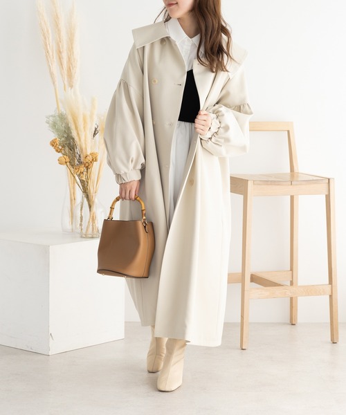 SLURR（スラ―）の「ボリュームスリーブトレンチコート（トレンチコート・レディース・ベージュ/アイボリー・FREE）」の3枚目の写真