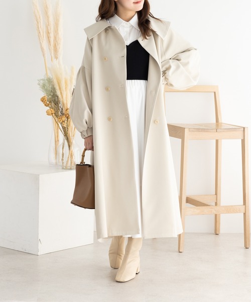 SLURR（スラ―）の「ボリュームスリーブトレンチコート（トレンチコート・レディース・ベージュ/アイボリー・FREE）」の4枚目の写真