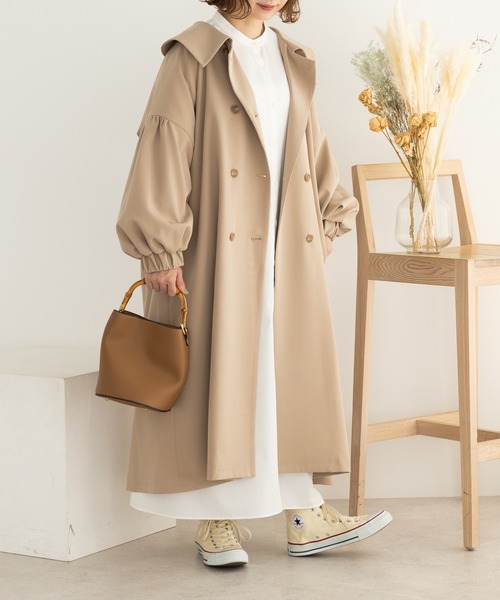 SLURR（スラ―）の「ボリュームスリーブトレンチコート（トレンチコート・レディース・ベージュ/アイボリー・FREE）」の11枚目の写真