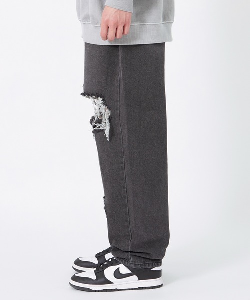 improves(インプローブス)の「ダメージ加工 ワイド デニムパンツ(デニムパンツ・メンズ・ブラック/ブルー・MEDIUM/LARGE)」の3枚目の写真