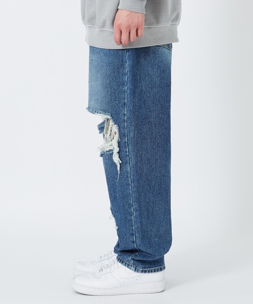 improves(インプローブス)の「ダメージ加工 ワイド デニムパンツ(デニムパンツ・メンズ・ブラック/ブルー・MEDIUM/LARGE)」の5枚目の写真