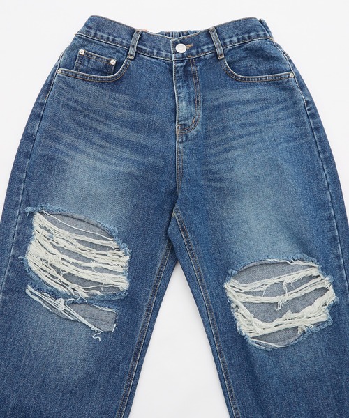 improves(インプローブス)の「ダメージ加工 ワイド デニムパンツ(デニムパンツ・メンズ・ブラック/ブルー・MEDIUM/LARGE)」の8枚目の写真