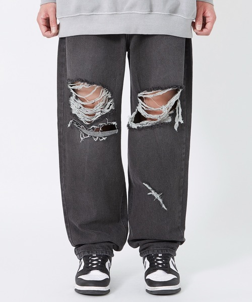 improves(インプローブス)の「ダメージ加工 ワイド デニムパンツ(デニムパンツ・メンズ・ブラック/ブルー・MEDIUM/LARGE)」の13枚目の写真