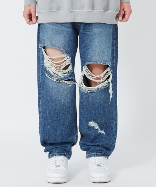 improves(インプローブス)の「ダメージ加工 ワイド デニムパンツ(デニムパンツ・メンズ・ブラック/ブルー・MEDIUM/LARGE)」の14枚目の写真