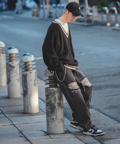 improves(インプローブス)の「ダメージ加工 ワイド デニムパンツ(デニムパンツ・メンズ・ブラック/ブルー・MEDIUM/LARGE)」の15枚目の写真