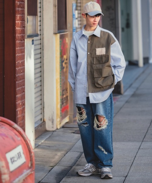 improves(インプローブス)の「ダメージ加工 ワイド デニムパンツ(デニムパンツ・メンズ・ブラック/ブルー・MEDIUM/LARGE)」の16枚目の写真