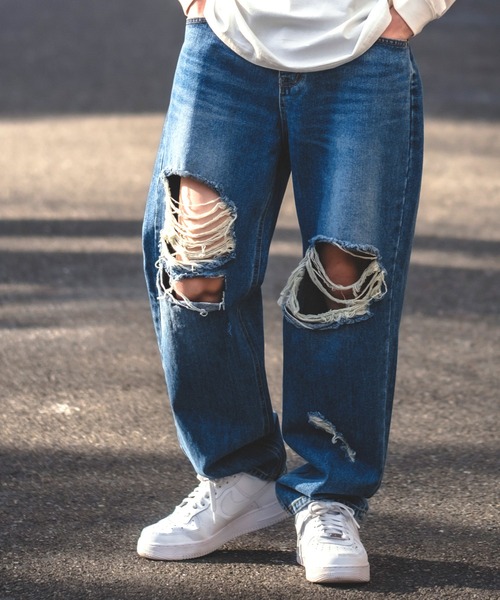 improves(インプローブス)の「ダメージ加工 ワイド デニムパンツ(デニムパンツ・メンズ・ブラック/ブルー・MEDIUM/LARGE)」の22枚目の写真