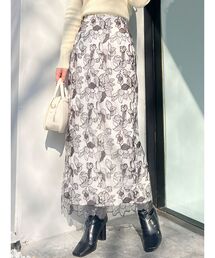 MERCURYDUO | チュールラインフラワーエンブロイダリータイトスカート(スカート)